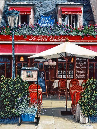 Liudmila Kondakova Handsigned and Numbered Limited Edition Serigraph on Gesso Board:"Le Petit Châtelet"