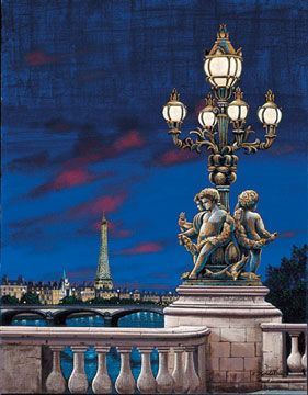Liudmila Kondakova Handsigned & Numbered Limited Edition Serigraph on Canvas:" Postcards from Paris-Pont Alexandre"