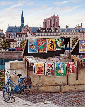 Liudmila Kondakova Handsigned & Numbered Limited Edition Serigraph on Canvas:" Postcards from Paris-Pont Neuf"