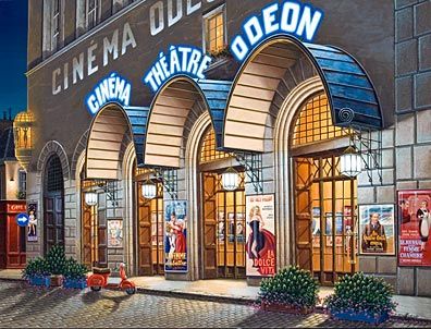 Liudmila Kondakova Handsigned & Numbered Limited Edition Serigraph on Gesso Board:"Cin&eacute;ma Odeon"