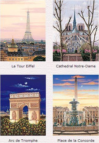 Liudmila Kondakova Limited Edition (Matching Numbered) Serigraphs on Gesso Board:" Toujours Paris - Suite Of 4 "
