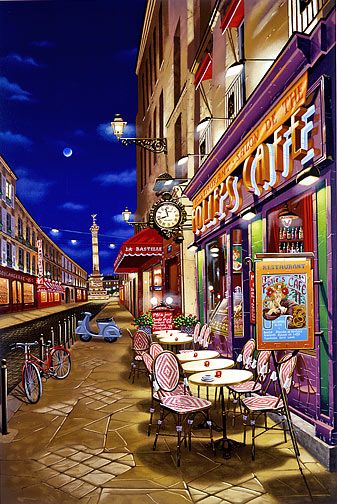 Liudmila Kondakova Limited Edition Serigraph on White Paper: "Folie's Cafe"