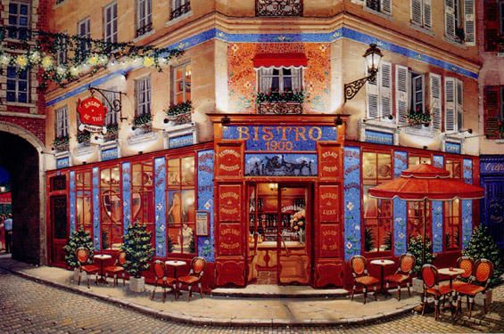 Liudmila Kondakova Signed And Numbered Limited Edition Serigraph:"Bistro 1900 "