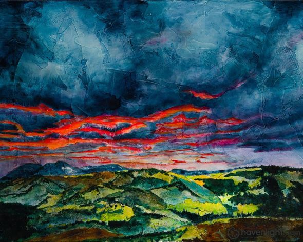 Liz Lindsay Fine Art Canvas Giclee: "Fires of Twilight"