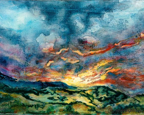 Liz Lindsay Fine Art Canvas Giclee: "Mountain Sunset"