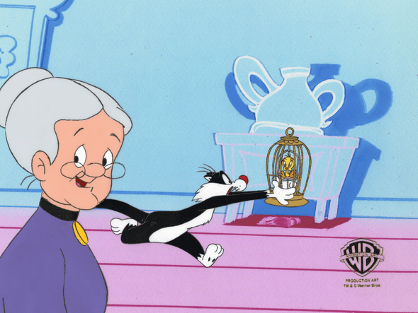 Looney Tunes Original Production Cel: "Tweety, Sylvester, and Granny"