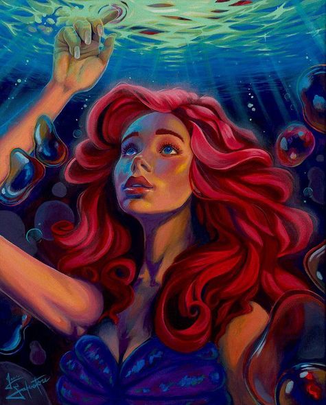 Jean Salvatore Signed Disney Ltd Ed Gallery Wrap Canvas:"Ariel � The Unknown"