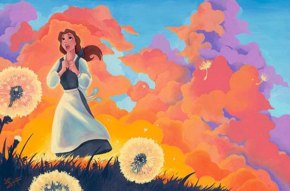 Jean Salvatore Signed Disney Ltd Ed Gallery Wrap Canvas:"Belle -Daydreaming"