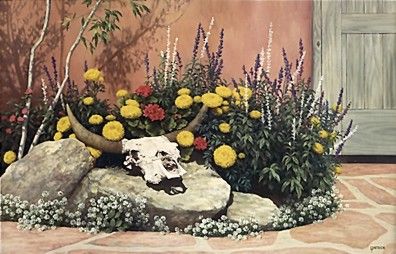 Lorna Patrick Limited Edition Serigraph on Paper:"Courtyard Garden"