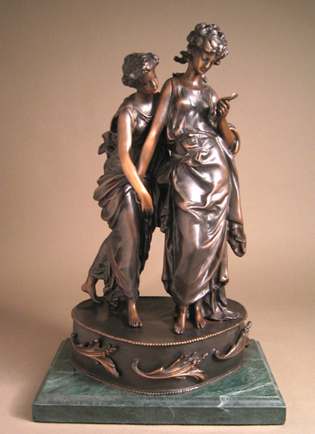 Louis-Auguste Moreau Handcrafted Solid Bronze Sculpture:"Confidence" Louis-Auguste Moreau Handcrafted Solid Bronze Sculpture:"Confidence"