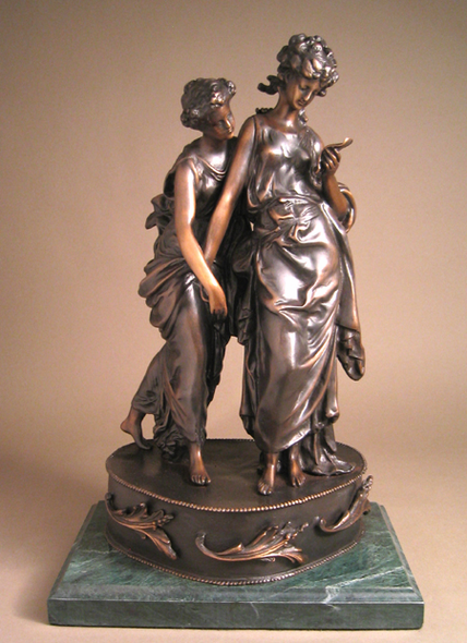 Louis-Auguste Moreau Handcrafted Solid Bronze Sculpture:"Confidence"