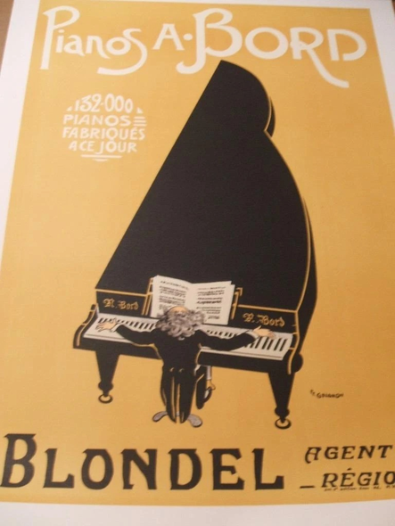 Louis Guadin S2 Reproduction hand-pulled Litho plates: "Piano A Bord"