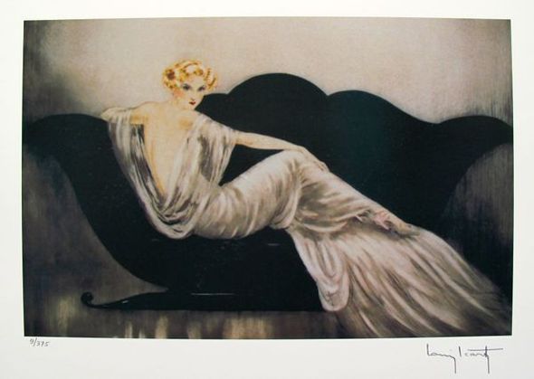 Louis Icart Facsimile Signed Limited Edition Giclee Small:"Loveseat"