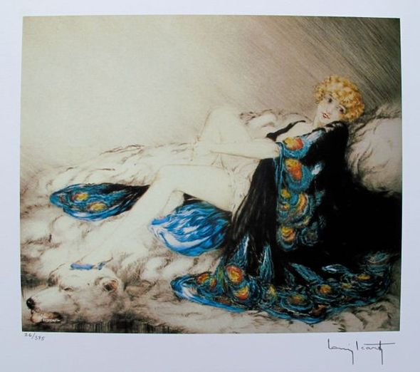 Louis Icart Facsimile Signed Limited Edition Giclee Small:"Silk Robe"