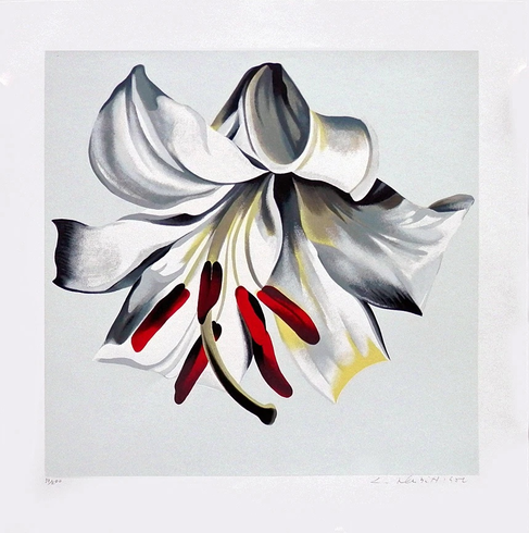 Lowell Nesbitt Limited Edition Hand Pulled Serigraph on Paper: "WHITE LILY ON WHITE" Lowell Nesbitt Limited Edition Hand Pulled Serigraph on Paper: "WHITE LILY ON WHITE"