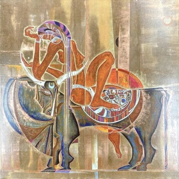 Lu Hong Signed Limited Edition Canvas: "Shepardness at Sunset"