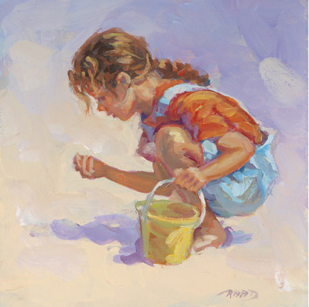 Lucelle Raad Handsigned Open Edition Canvas Giclees: "Shell Collector"