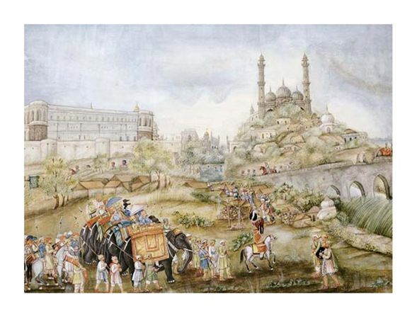 Lucknow School Fine Art Open Edition Gicl&eacute;e:"A Hunting Procession"