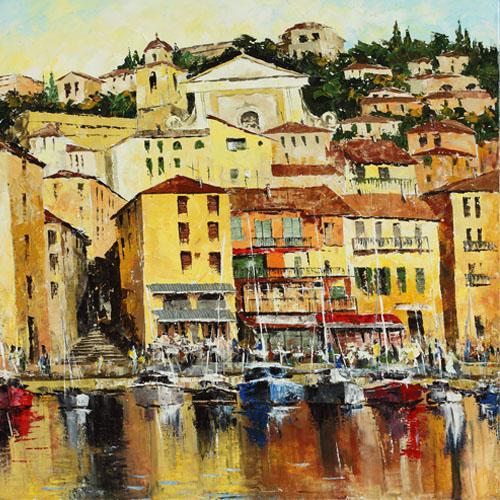Lucy Liasheva Hand Signed and Numbered Limited Edition Artist Embellished Canvas Giclee: "France. The Riviera"