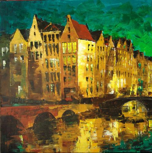 Lucy Liasheva Hand Signed and Numbered Limited Edition Artist Embellished Canvas Giclee: "Holland"