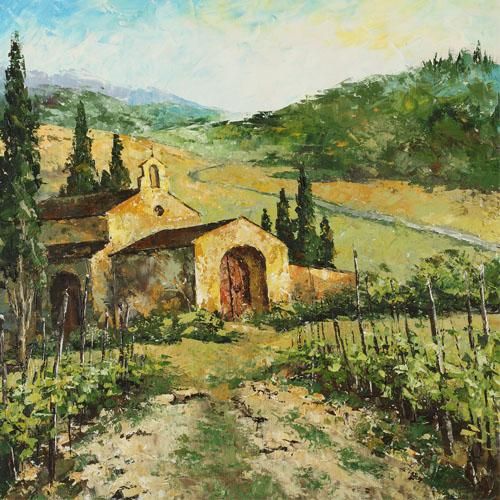 Lucy Liasheva Hand Signed and Numbered Limited Edition Artist Embellished Canvas Giclee: "Italy. Tuscany"