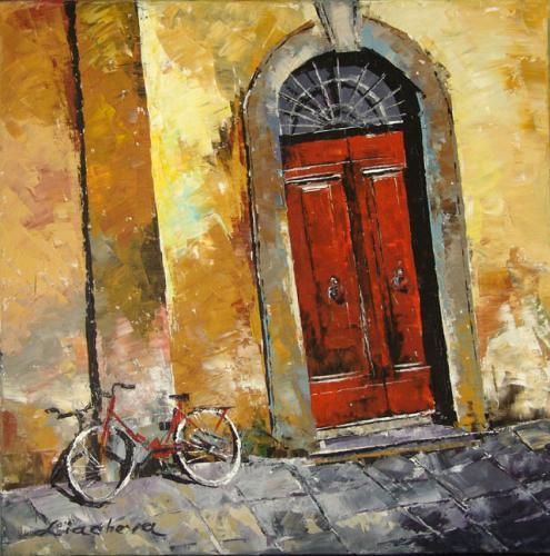 Lucy Liasheva Hand Signed and Numbered Limited Edition Artist Embellished Canvas Giclee: "Italy. Tuscany. Florence. Old Door"