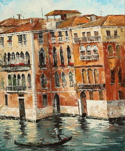 Lucy Liasheva Hand Signed and Numbered Limited Edition Artist Embellished Canvas Giclee: "Italy. Venice"