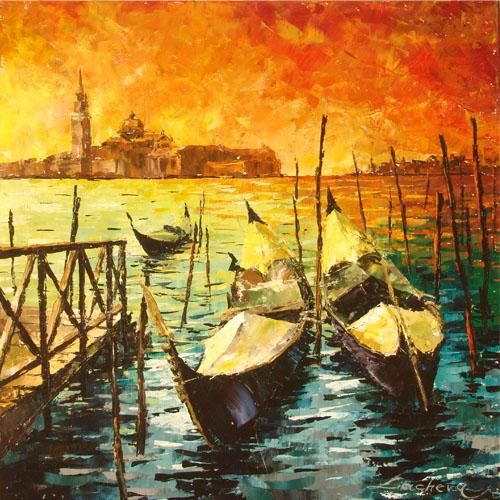 Lucy Liasheva Hand Signed and Numbered Limited Edition Artist Embellished Canvas Giclee: "Italy. Venice."