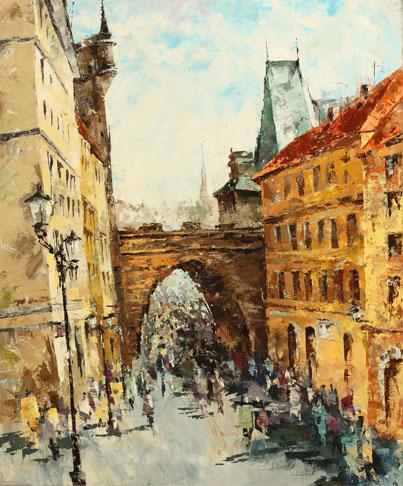Lucy Liasheva Hand Signed and Numbered Limited Edition Artist Embellished Canvas Giclee: "Prague. Spring"