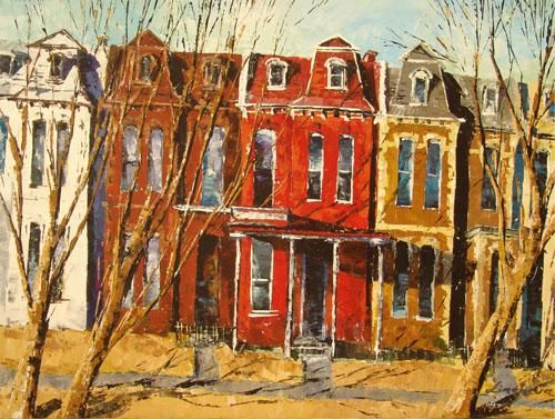 Lucy Liasheva Hand Signed and Numbered Limited Edition Artist Embellished Canvas Giclee: "Toronto. Cabbage Town."