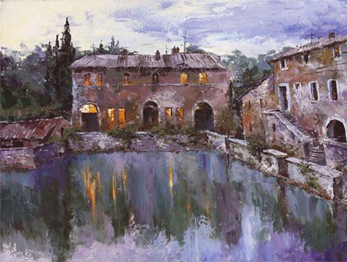 Lucy Liasheva Hand Signed and Numbered Limited Edition Artist Embellished Canvas Giclee: "Tuscany. Old Villa"