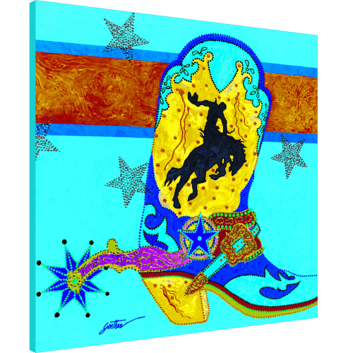 LYNDON GAITHER 24X24 WRAPPED CANVAS MIRROR EDGE:"WYOMING COWBOY"