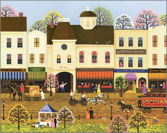 Lynn Kaatz Artist Personally Signed Canvas Giclee:"Main Street Town"