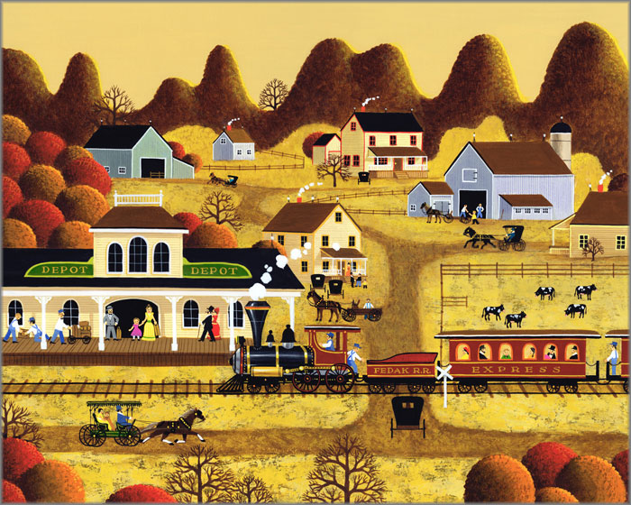 Lynn Kaatz Artist Personally Signed Canvas Giclee:"Train Depot"