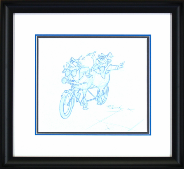 Manny Hernandez Original Art with Free Framing:"Tweedle Dee and Tweedle Dum on Tandem Bicycle"