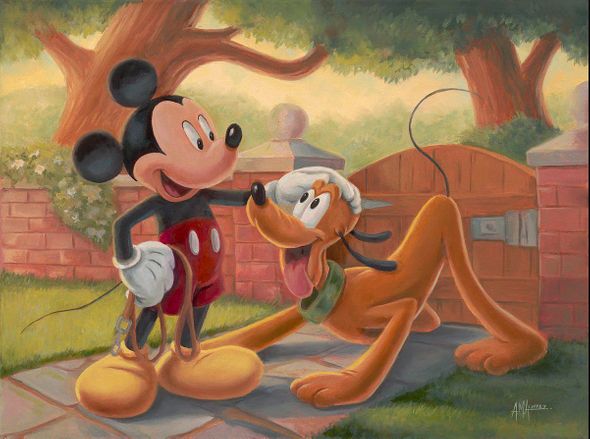 Angel Alvarez Signed Disney Ltd Ed Gallery Wrap Canvas:"Ready for a Walk, Pal?"