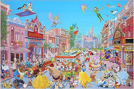 Manuel Hernandez Signed and Numbered Gicl&eacute;e on Paper :"Disneyland - The Happiest Street on Earth"
