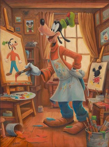 Angel Alvarez Signed Disney Ltd Ed Gallery Wrap Canvas:"Goofy the Artist"