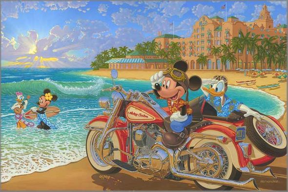 Manuel Hernandez Signed and Numbered Limited Edition Hand-Embellished Gicl&eacute;e on Canvas:"Where the Road Meets the Sea"