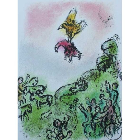 Marc Chagall Color Lithograph on Paper; Volume II: "The Omen: The Goshawk and the Dove"