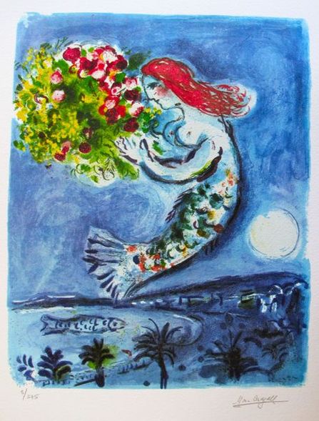 Marc Chagall Limited Edition Facsimile Signed Small Giclee:"Bay Of Angels"