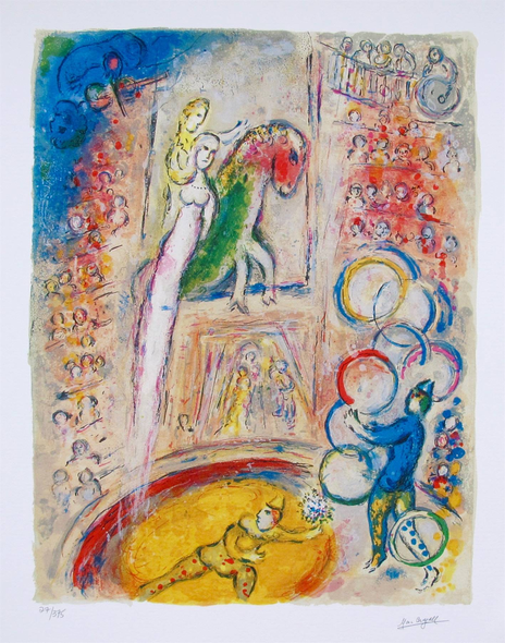 Marc Chagall Limited Edition Facsimile Signed Small Giclee:"Circus IV"