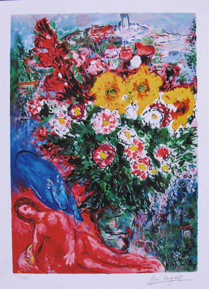Marc Chagall Limited Edition Facsimile Signed Small Giclee:"Les Soucis"