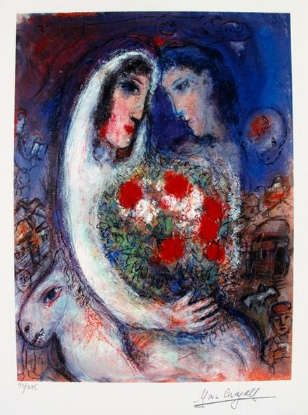 Marc Chagall Limited Edition Facsimile Signed Small Giclee:"Marriage"