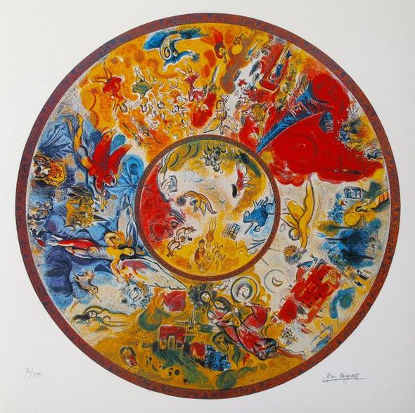 Marc Chagall Limited Edition Facsimile Signed Small Giclee:"Paris Opera Ceiling"