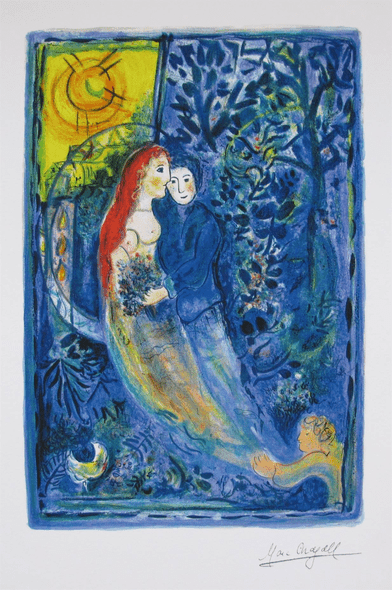 Marc Chagall Limited Edition Facsimile Signed Small Giclee:"Wedding"