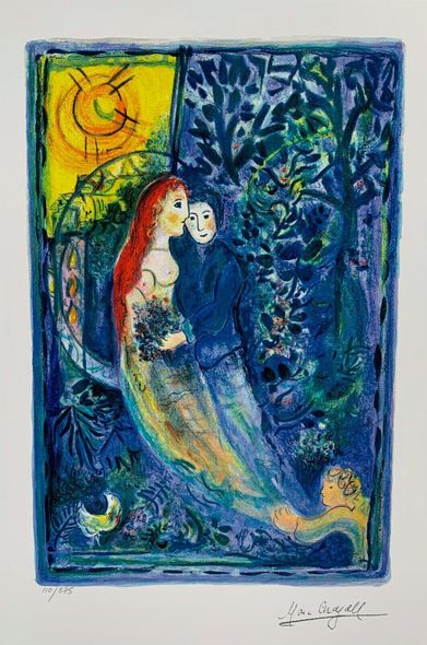 Marc Chagall Limited Edition Plate Signed Lithograph: "Wedding"