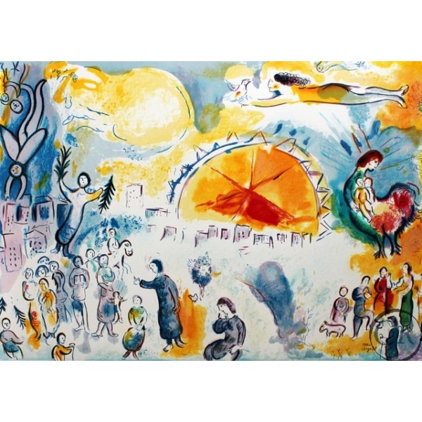 Marc Chagall Lithograph on Paper:"La Procession de Noel"