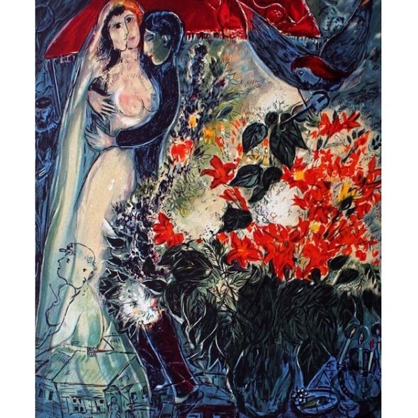 Marc Chagall Lithograph on Paper:"Maries Sous le Baldaquin"