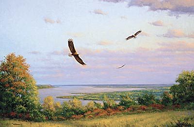 Marc Hanson Limited Edition Print:"Eagles Over Lake Pepin"